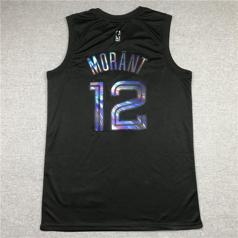 Men Memphis Grizzlies #12 Morant Black Rainbow version 2021 Nike Game NBA Jersey->los angeles lakers->NBA Jersey